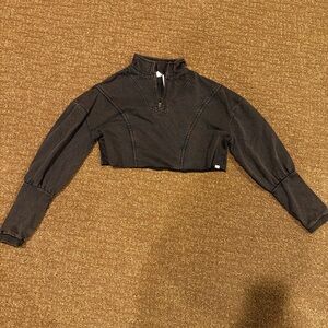 Brown Long Sleeve Cropped Top